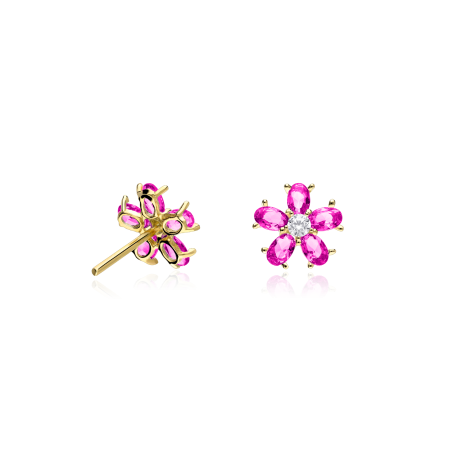 PENDIENTES "SURPRISE" ORO 18K CIRCONITAS ROSAS