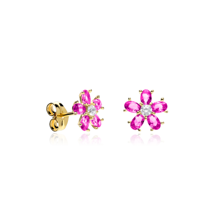 PENDIENTES "SURPRISE" ORO 18K CIRCONITAS ROSAS