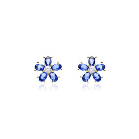 PENDIENTES "SURPRISE" ORO 18K CIRCONITAS AZULES