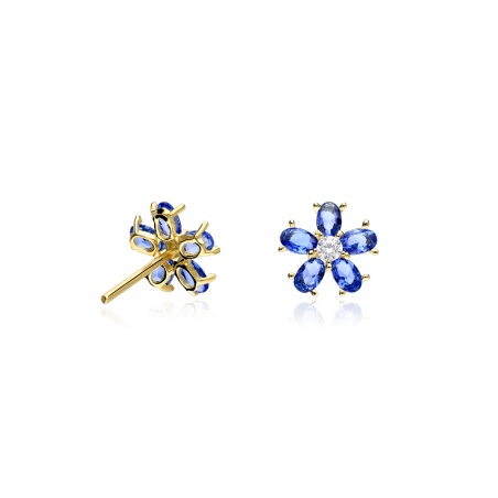 PENDIENTES "SURPRISE" ORO 18K CIRCONITAS AZULES
