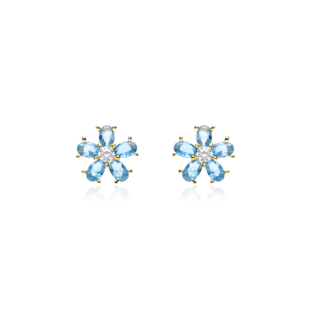 PENDIENTES "SURPRISE" ORO 18K TOPACIOS AZULES