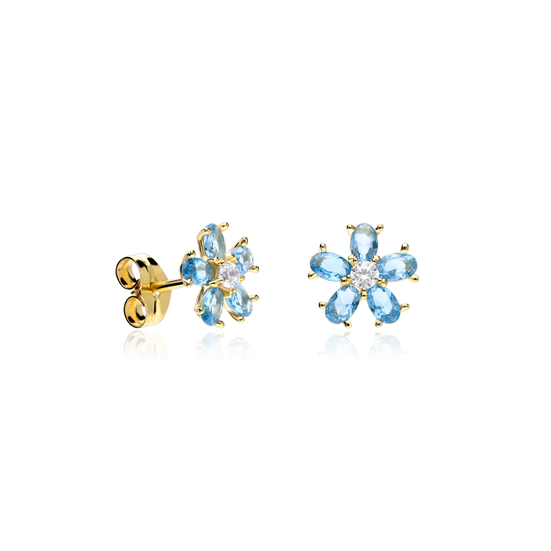 PENDIENTES "SURPRISE" ORO 18K TOPACIOS AZULES