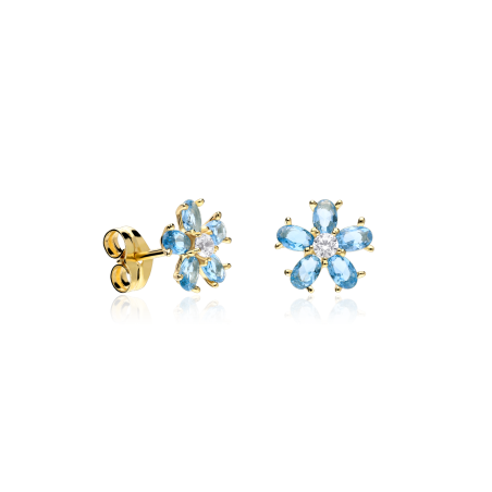 PENDIENTES "SURPRISE" ORO 18K TOPACIOS AZULES