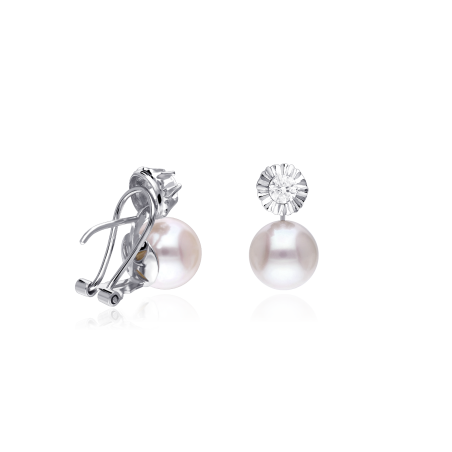 Pendientes "Conseld" Oro Blanco 18K P. Cultivadas