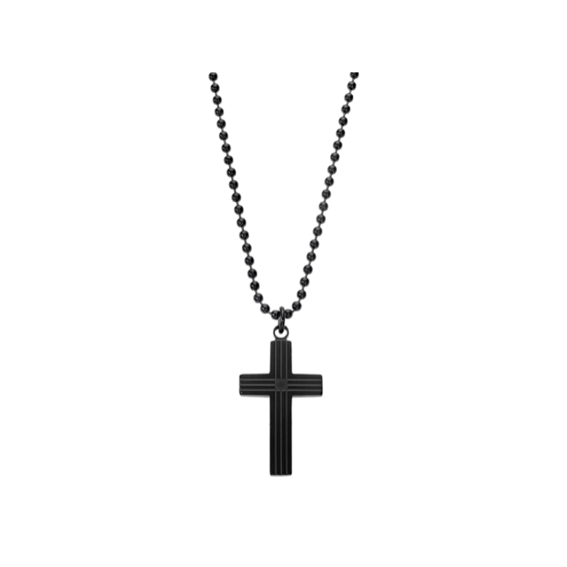 Collar Lotus acero negro cruz hombre LS2371-1/1