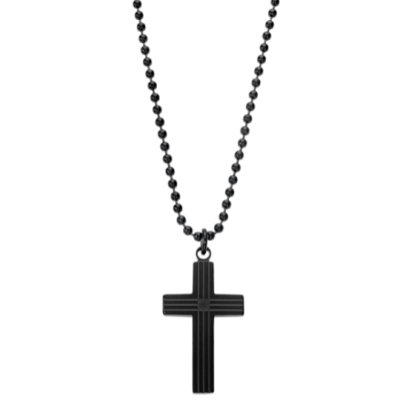 Collar Lotus acero negro cruz hombre LS2371-1/1
