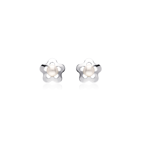 Pendientes Flor y Perlas de Plata
