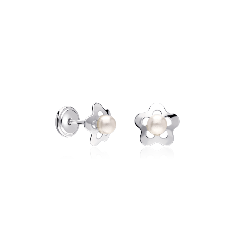 Pendientes Flor y Perlas de Plata