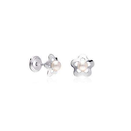 Pendientes Flor y Perlas de Plata