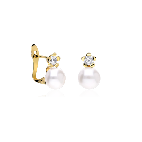 Pendientes oro 18k, perlas y circonitas "New Heaven"
