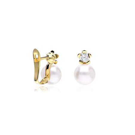 Pendientes oro 18k, perlas y circonitas "New Heaven"