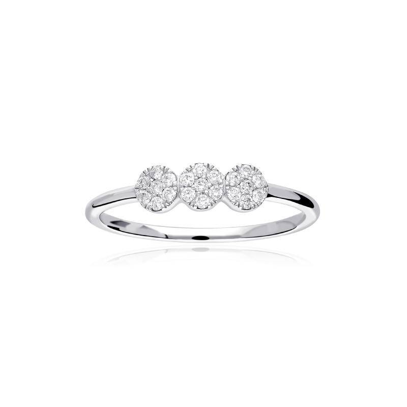 Anillo "San Giovanni" Oro Blanco 18k y Diamantes 0,18 cts