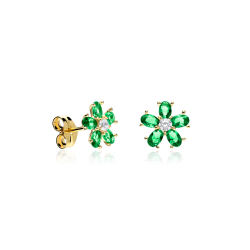 PENDIENTES "SURPRISE" ORO 18K CIRCONITAS VERDES
