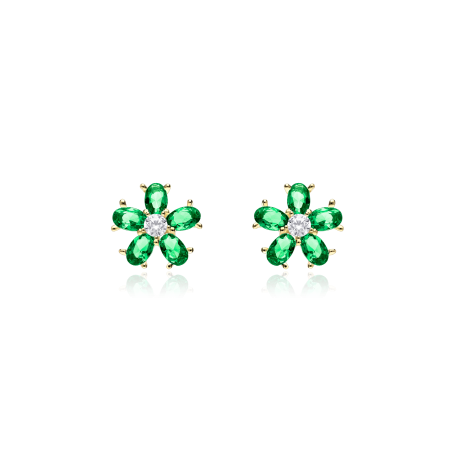 PENDIENTES "SURPRISE" ORO 18K CIRCONITAS VERDES