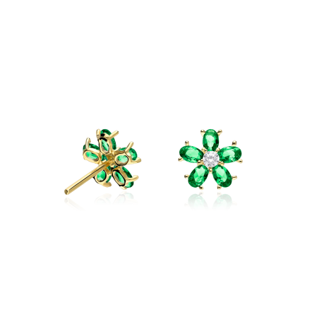 PENDIENTES "SURPRISE" ORO 18K CIRCONITAS VERDES