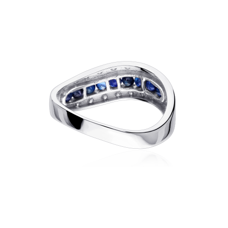 Anillo Oro 18k circonitas y zafiros "Wave"