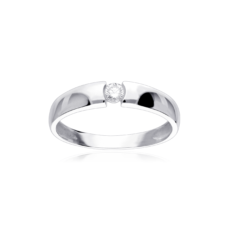 Anillo "Treviso" Oro Blanco 18k y Diamante 0.10 cts