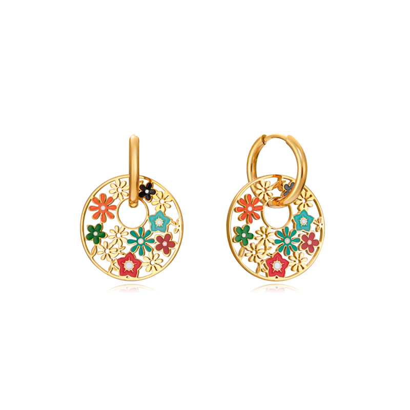 Pendientes Viceroy Acero flores colores 75290E09019