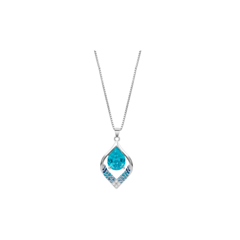 Collar Lotus plata circonita de color LP3711-1/4