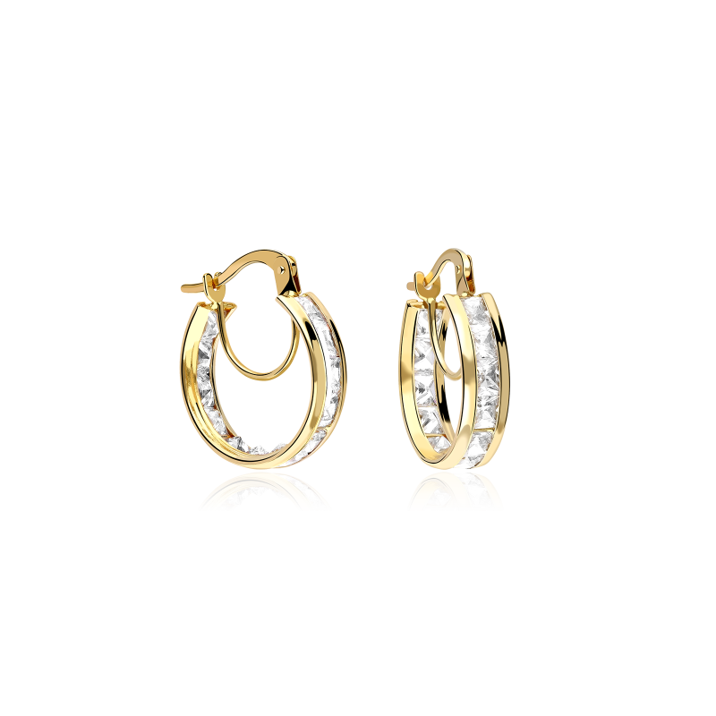 Aros oro 18k y circonitas 16mm "Deroua"