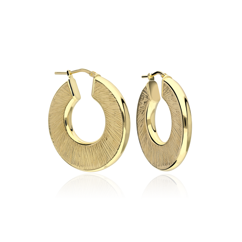 Aros "Klimt" Plata primera ley baño oro 18K 30mm