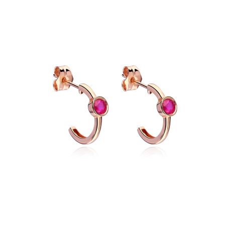 PENDIENTES "FLOW HER" ORO ROSA 18K Y RUBIES