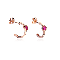 PENDIENTES "FLOW HER" ORO ROSA 18K Y RUBIES