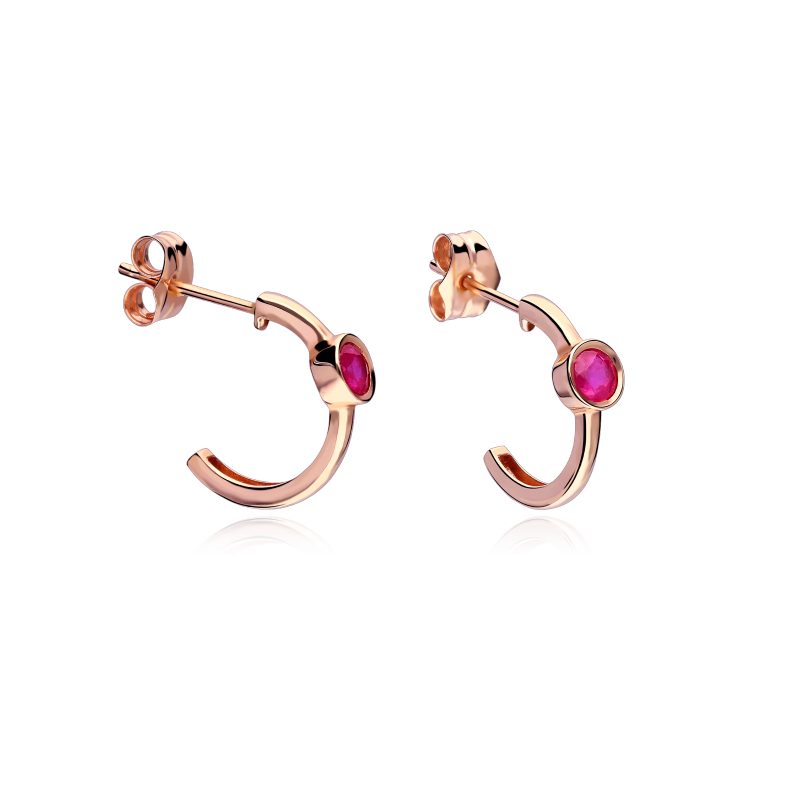 PENDIENTES "FLOW HER" ORO ROSA 18K Y RUBIES