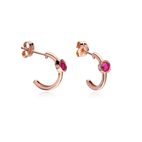 PENDIENTES "FLOW HER" ORO ROSA 18K Y RUBIES