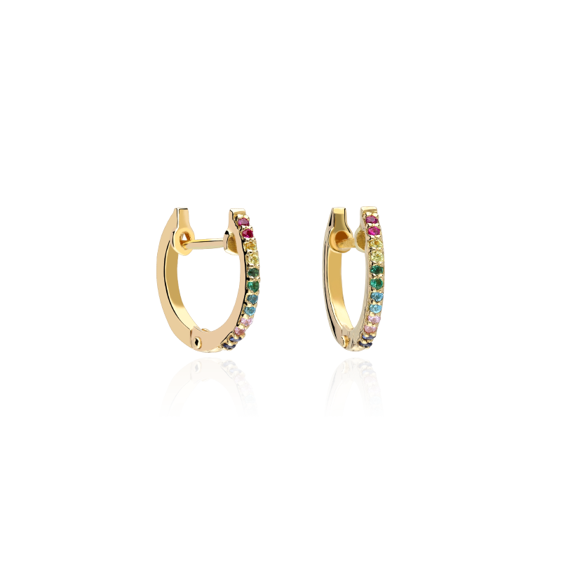 Pendientes Aro Oro 18k y circonitas "Lollipop"
