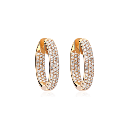Pendientes aro Oro Rosa 18k y Diamantes