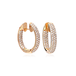 Pendientes aro Oro Rosa 18k y Diamantes