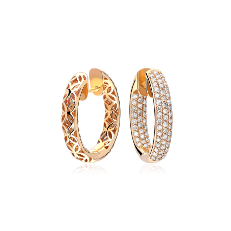 Pendientes aro Oro Rosa 18k y Diamantes