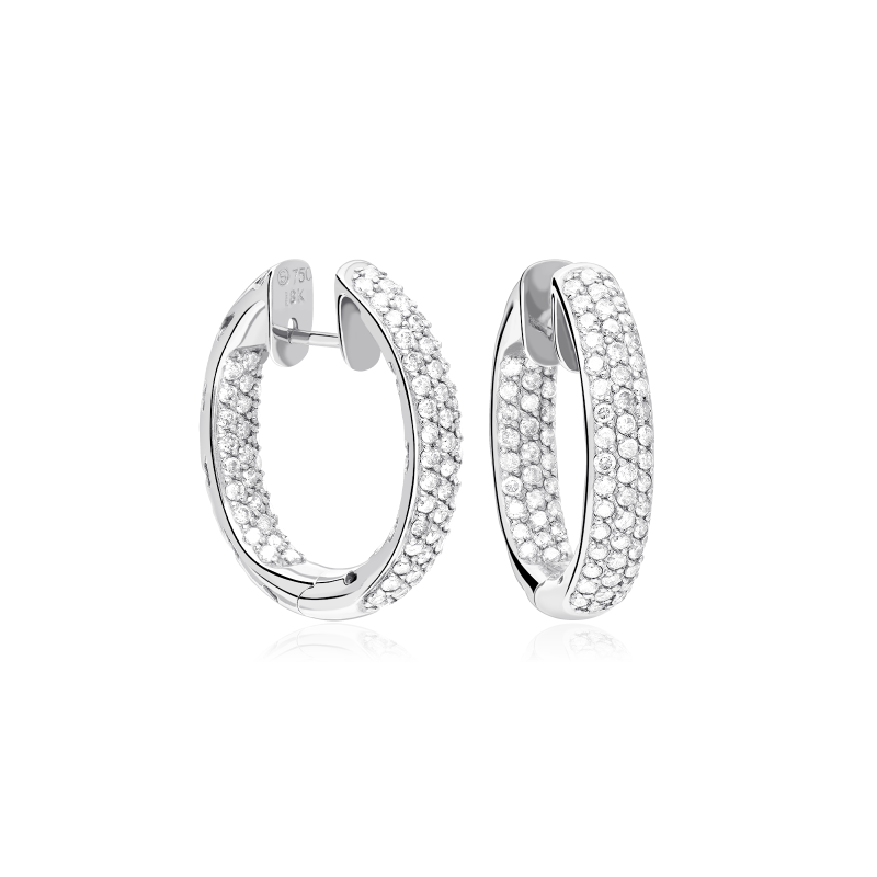 PENDIENTES ARO ORO BLANCO 18K Y DIAMANTE PENDIENTES ARO ORO BLANCO 18K Y DIAMANTE