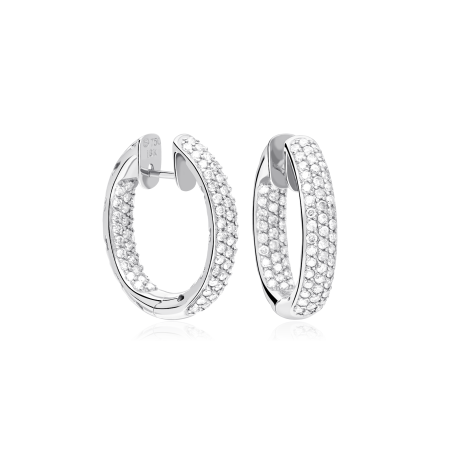 PENDIENTES ARO ORO BLANCO 18K Y DIAMANTE