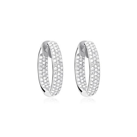PENDIENTES ARO ORO BLANCO 18K Y DIAMANTE