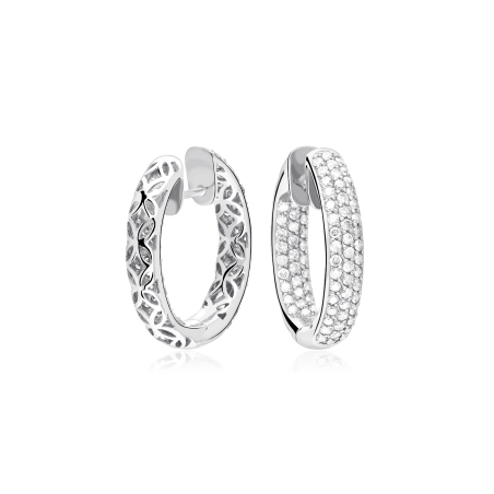 PENDIENTES ARO ORO BLANCO 18K Y DIAMANTE