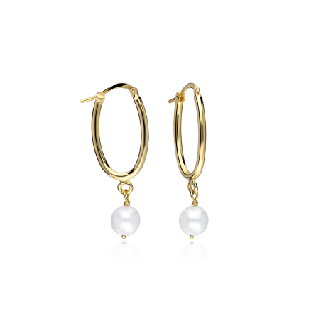 Pendientes Plata baño oro 18k y perla cultivada "Cairo"