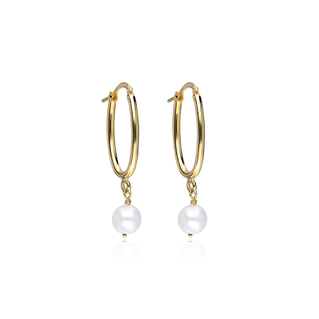 Pendientes Plata baño oro 18k y perla cultivada "Cairo"