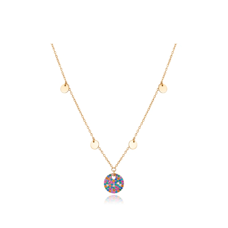 Collar Viceroy Elegant de Plata de ley con baño de oro y colgante con circonitas de colores 13071C100-39 Collar Viceroy Elegant de Plata de ley con baño de oro y colgante con circonitas de colores 13071C100-39