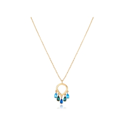 Collar Viceroy Elegant plata de ley baño oro con cristales en color verde y azul 13082C100-39