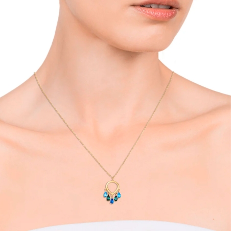 Collar Viceroy Elegant plata de ley baño oro con cristales en color verde y azul 13082C100-39