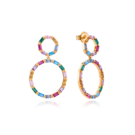 Pendientes Viceroy Elegant de plata de ley con baño de oro y circonitas de colores 13089E100-39