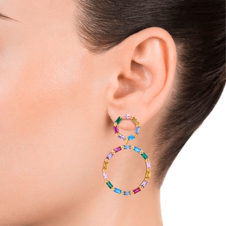 Pendientes Viceroy Elegant de plata de ley con baño de oro y circonitas de colores 13089E100-39