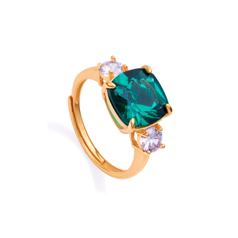 Anillo Viceroy Elegant plata de ley baño de oro cristales de color verde y lavanda 13099A01