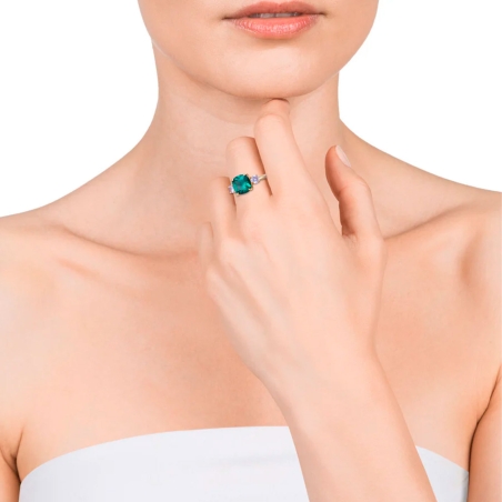 Anillo Viceroy Elegant plata de ley baño de oro cristales de color verde y lavanda 13099A01