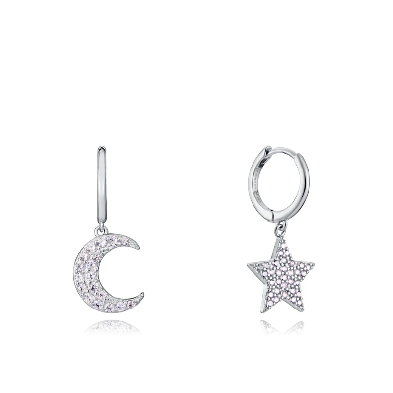 PENDIENTES VICEROY PLATA DE LEY LUNA Y ESTRELLAS CON CIRCONITAS 13104E000-30