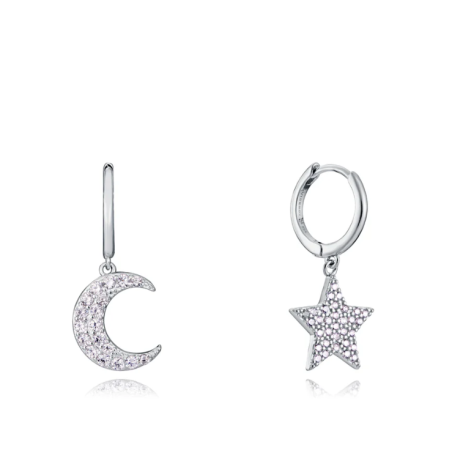 PENDIENTES VICEROY PLATA DE LEY LUNA Y ESTRELLAS CON CIRCONITAS 13104E000-30