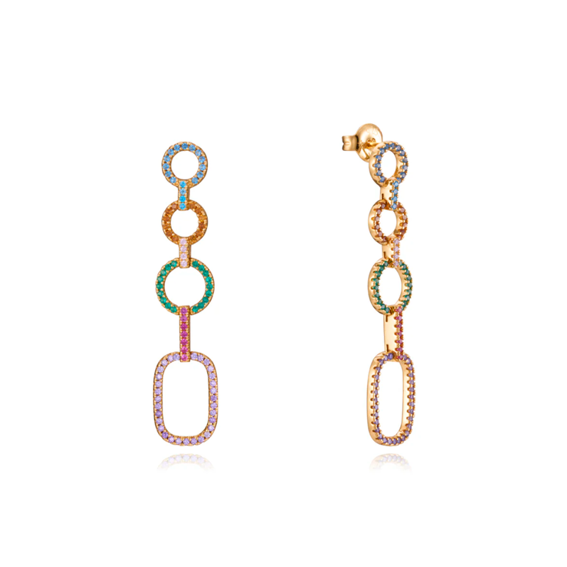 PENDIENTES VICEROY PLATA DE LEY CON BAÑO DE ORO Y CIRCONITAS DE COLORES 13110E100-39