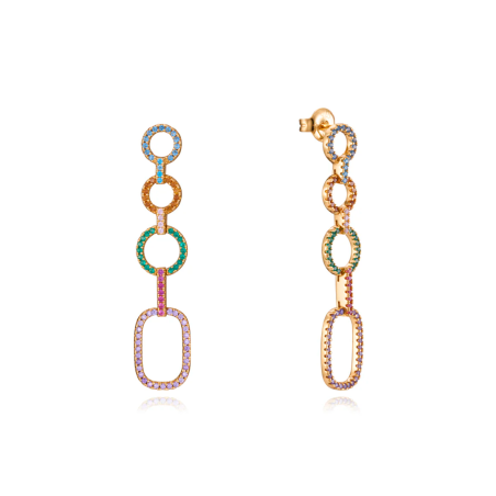 PENDIENTES VICEROY PLATA DE LEY CON BAÑO DE ORO Y CIRCONITAS DE COLORES 13110E100-39
